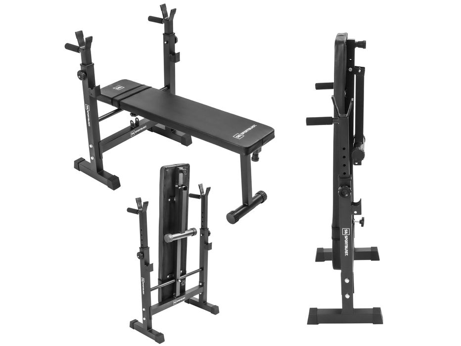 Ławka ławeczka płaska do ćwiczeń składana regulowane stojaki BDG