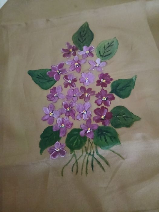Écharpe pintada à mão, vintage