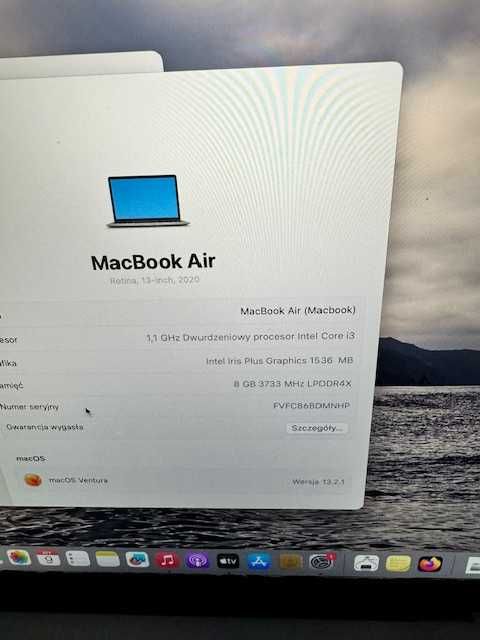 Macbook Air A2179 i3/8GB/256GB Gwiezdna szarość