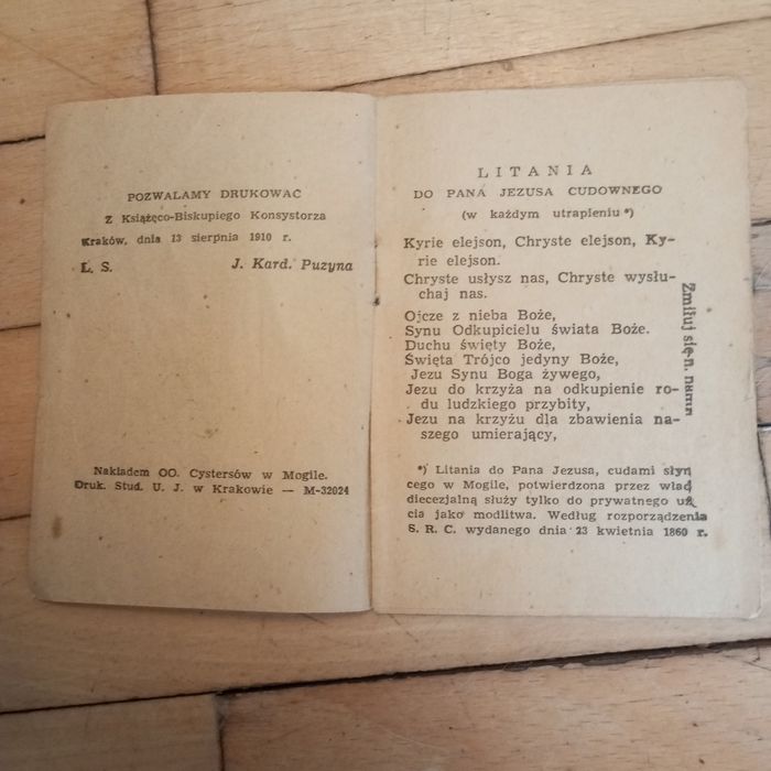 Stary modlitewnik 1910 Mogiła wizerunek cud Pana Jezusa w Mogile Krakó