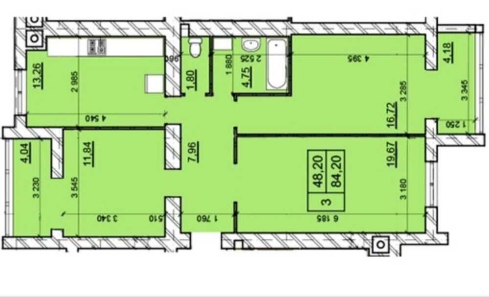 3-кімнатна квартира в ЖК «Дім3», Гречани!