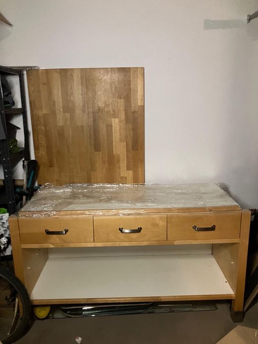 Wyspa + Blat z litego drewna dębowego klejonego