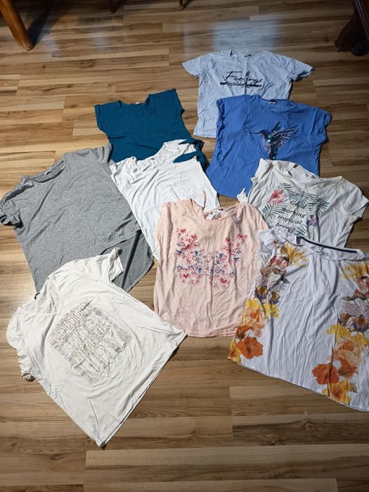 T-shirt damski koszulka bluzka z krótkim rękawem 9 sztuk