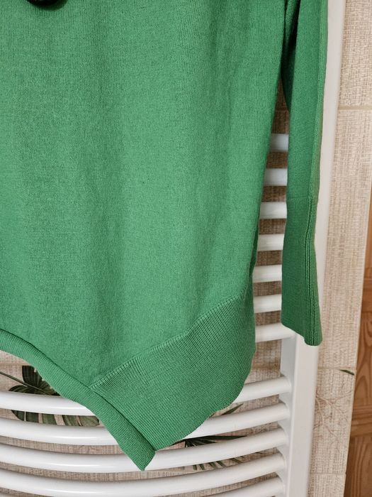 zielony, milutki sweter asymetryczny wełna merynosowa Monnari L/40