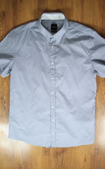 Koszula s.Oliver r. 41 slim fit kr rękaw męska bawełniana szara wzór