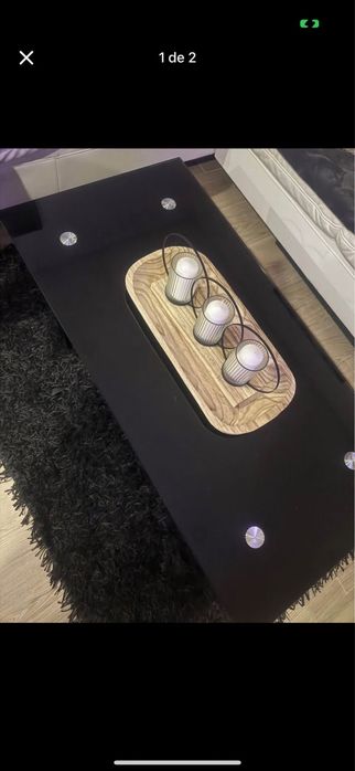 Mesa de centro em vidro preta