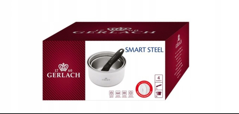 Zestaw garnków Gerlach Smart Steel stal nierdzewna 4 el.