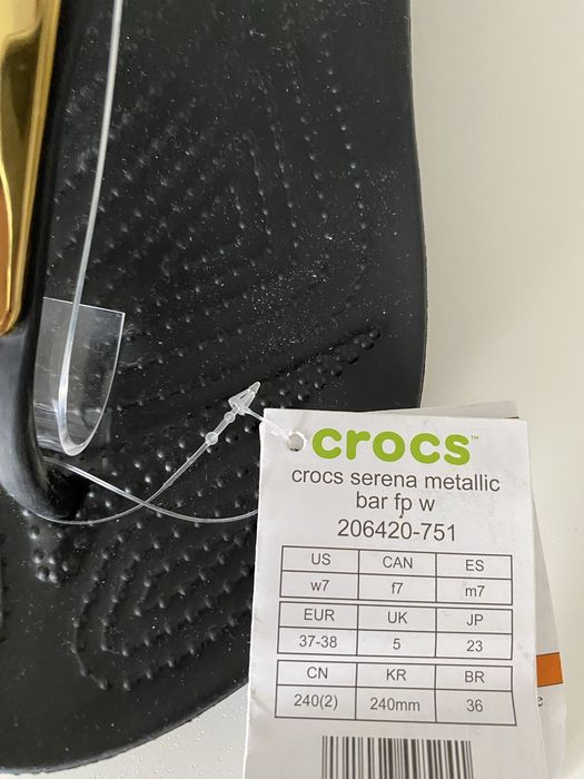 Nowe japonki Crocs Serena Metallic Bar r. 37/38 W7