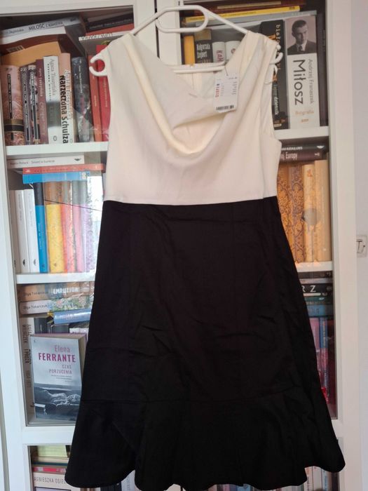 Elegancka sukienka Orsay, czarno-kremowa, nowa, z metką, 40