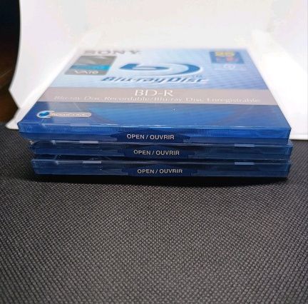 Sony BD-R 25GB Blu-ray Disc 1-2x AccuCORE - Pack de 3 Novos/Selados Jewel Case - JAPAN