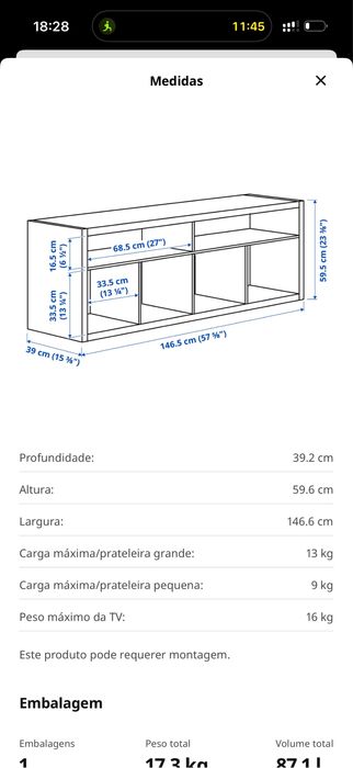 Movel TV Kallax Ikea