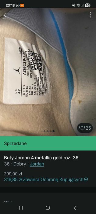 Air Jordan 4 Metallic Gold