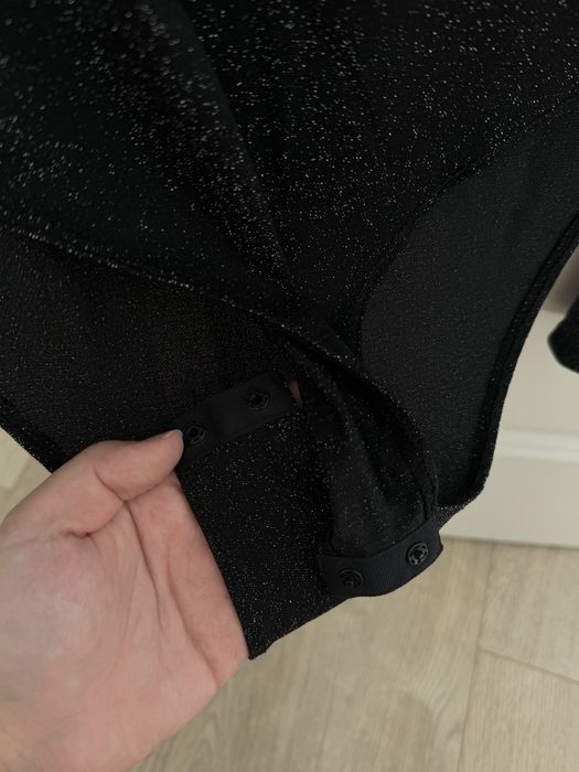 Cekinowe Body z długim rękawem czarne kobiece sexy HM rozmiar S