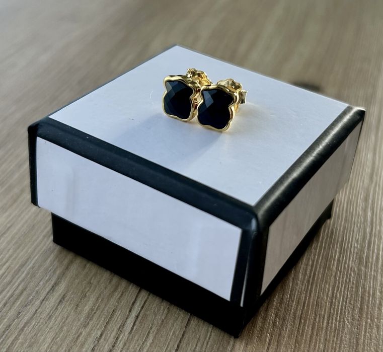 Nowe piękne kolczyki misie Tous onyks s925