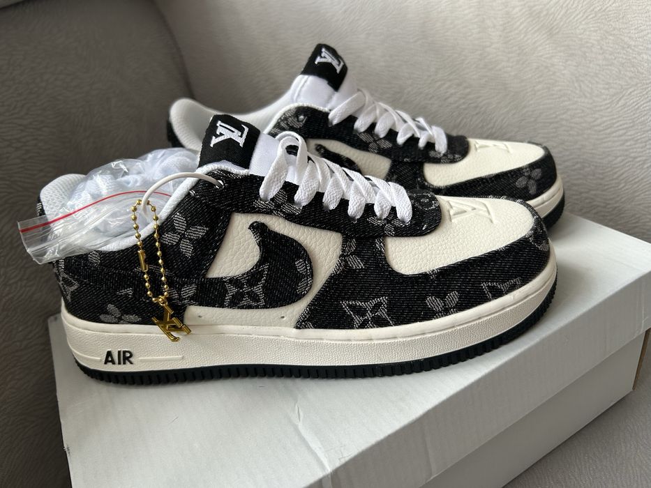 Buty Air Force 1 "LV Monogram Custom" – Czarno-białe – Rozmiar 38