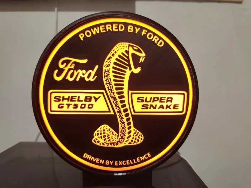Lightbox luminaria decorativa Ford Shelby GT500 com caixa preta