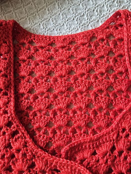 Kamizelka wełniana ażurowa M-L dziergana handmade
