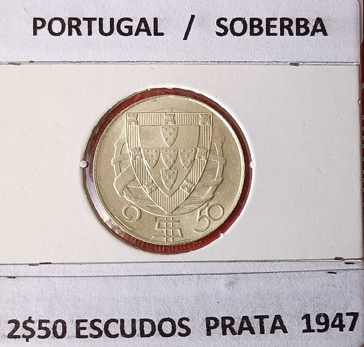 2 Moedas 2,50 escudos prata 1932,1947 da 2ª República Portuguesa