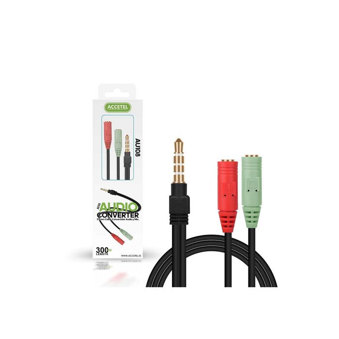 Adaptador Spliter Jack 3.5mm P/ Jack 3.5mm Áudio + Jack 3.5mm Micro