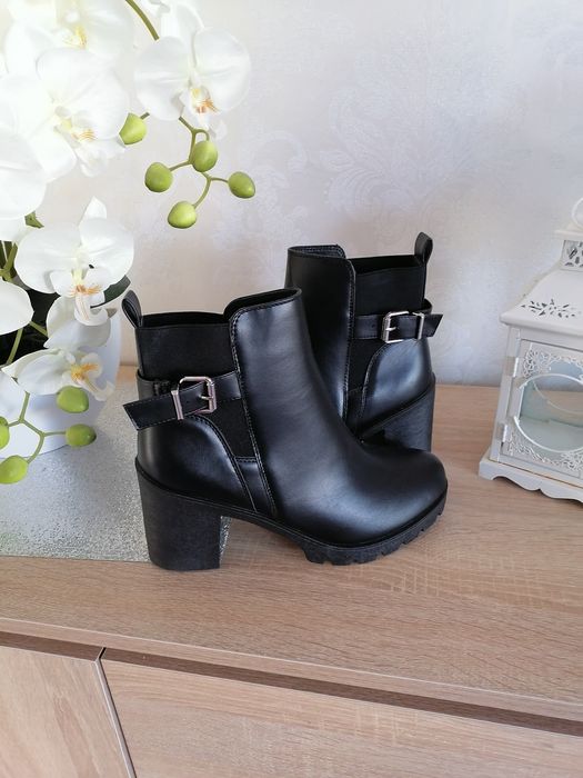Graceland botki czarne obcas 40
