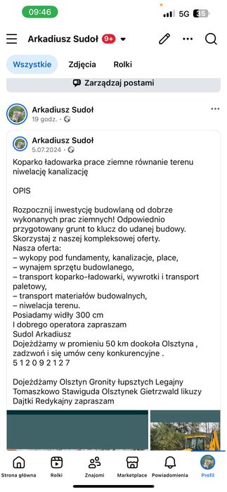 Usługi koparko ładowarka