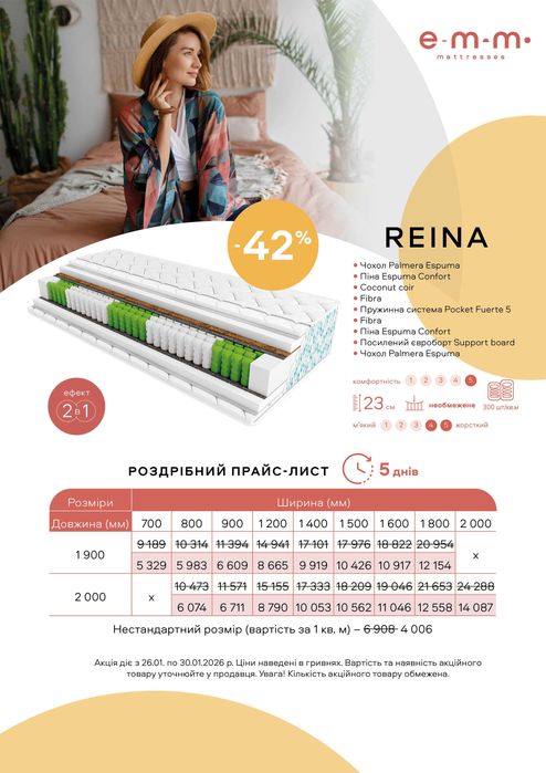 Матраци від Матраскіна. В наявності усі розміри.