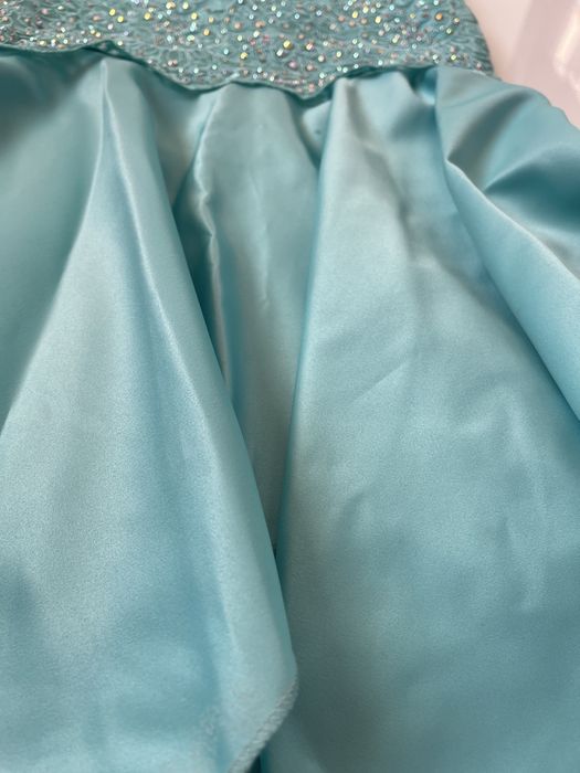 Танцевальный костюм для девочки платье контемп бирюза 110-135 снежинка