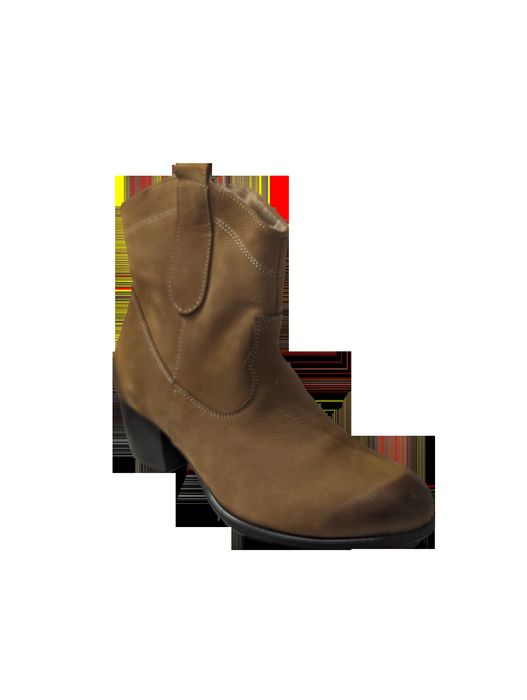 Skórzane botki camel nubuk obcas 5 cm nr 37