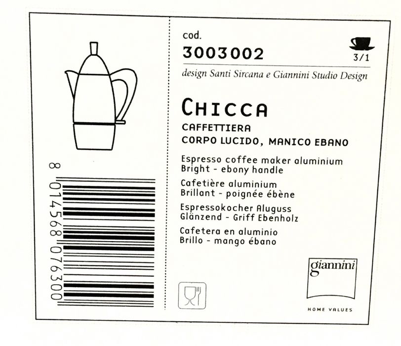 Cafeteira Giannini Chicca 3/1 chávenas