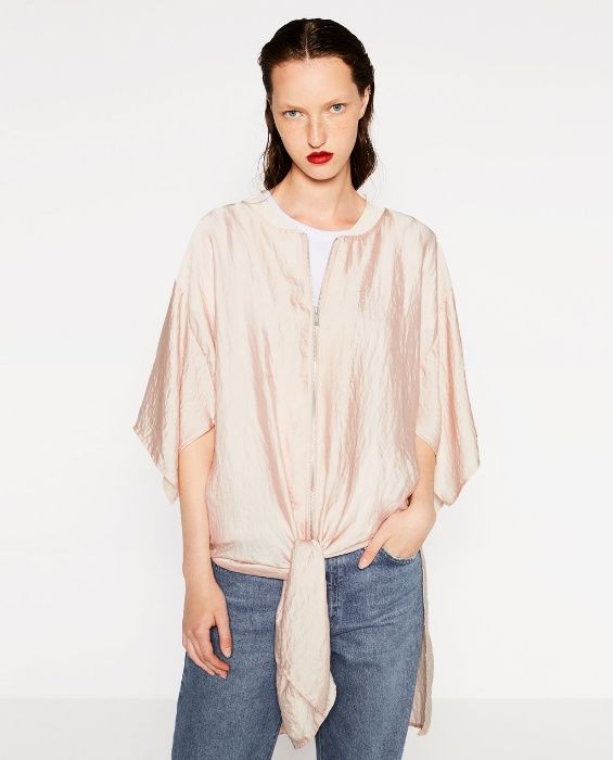 ZARA lekka kurtka bomber pudrowy róż oversize M 38