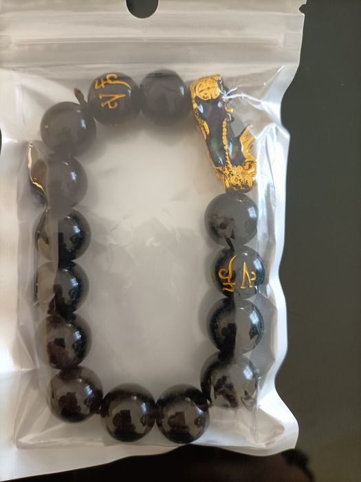 Pulseira fenf shui obsidiana e pingente que muda de cor