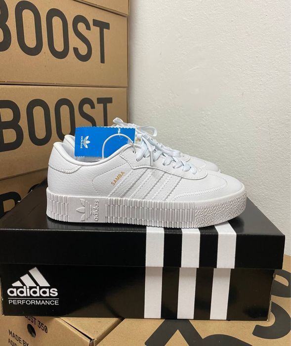 Кожанные кеды Adidas Samba white / Адидас Самба белые 37 38 39 40