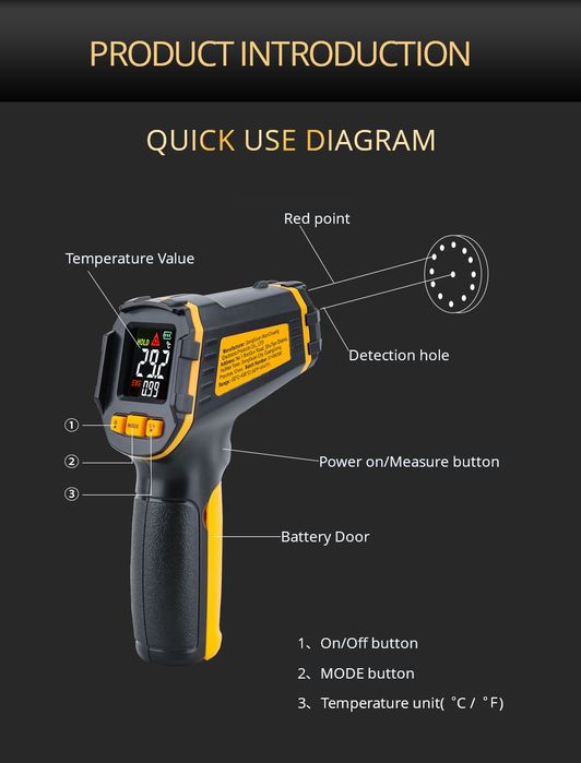 Пірометр Smart Sensor ST490+ бкзконтактний лазерний T600A