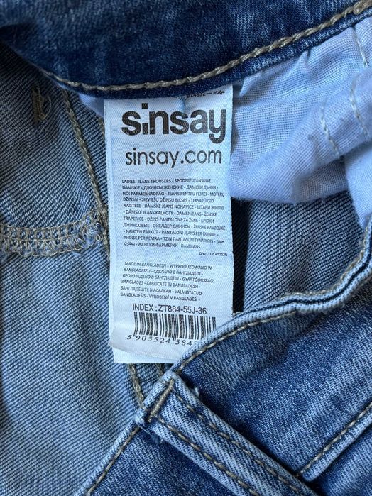Sinsay jeansy damskie slim fit niebieskie spodnie denim rozmiar 36