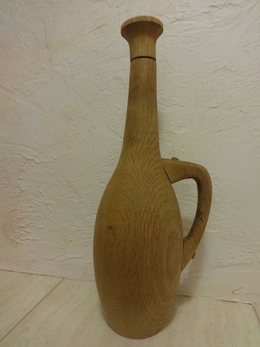 Butelka drewno hand made karafka stare naczynie vintage 37,5 cm