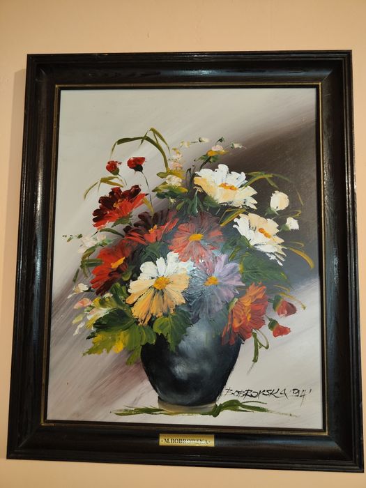 Obraz olejny bukiet kwiatów Bobrowskiej