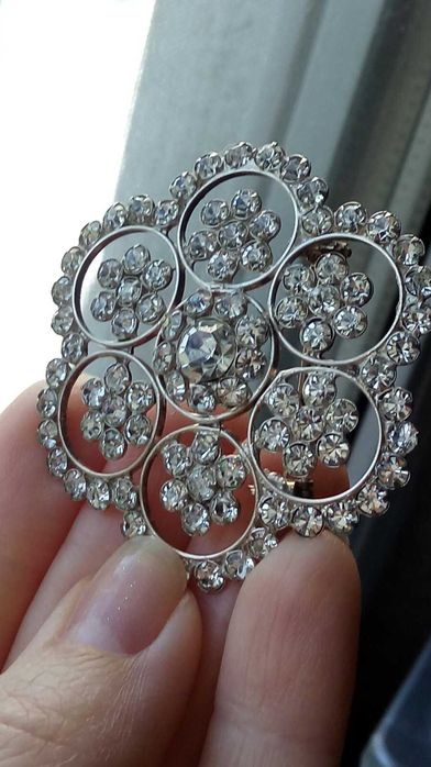 Брошь советы серебро хрусталь