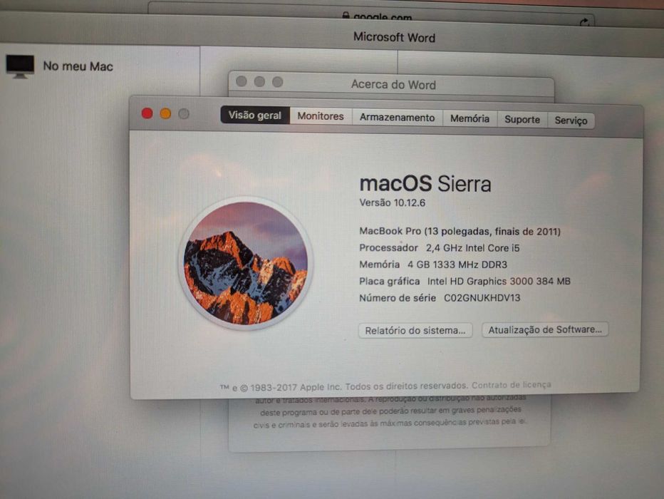 MacBook pro 13' 4/250gb final de 2011