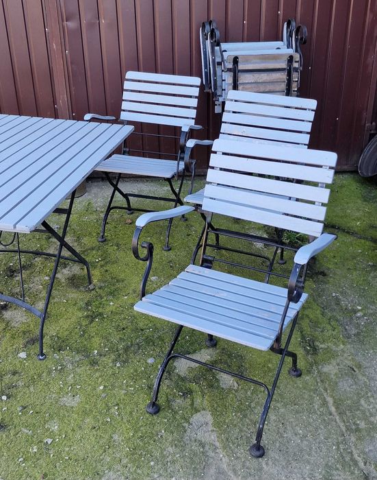 Zestaw mebli brazil ogrodowych stalowo drewnianych składane piwne