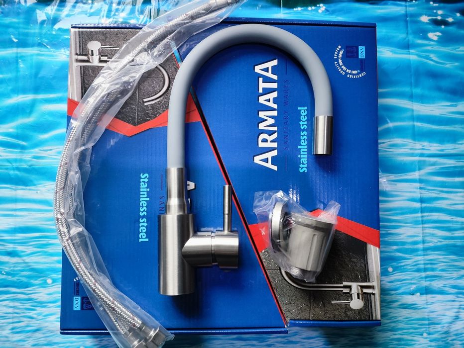 Змішувач для кухні ARMATA SUS 011 REFL black, gray and white