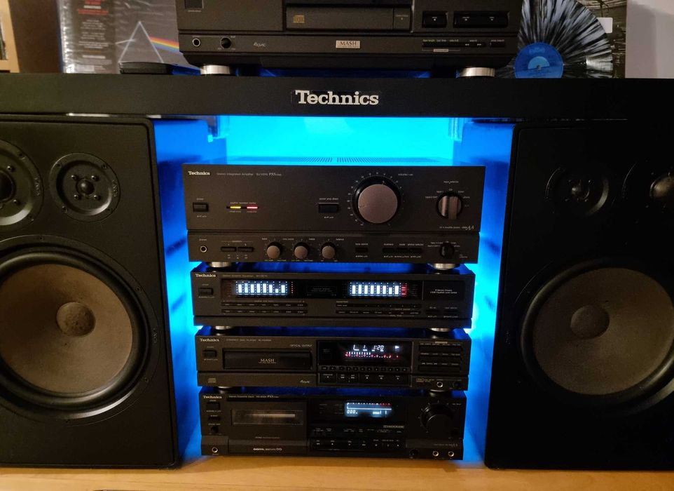 Wieża Technics z kolumnami GLE100 2 piloty komplet kabli rca +