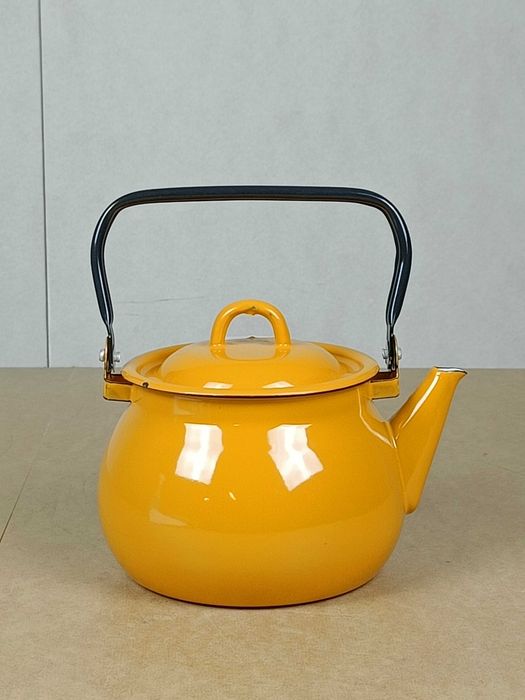 Czajnik / dzbanek emaliowany 2,5 l żółty retro vintage - OUTLET