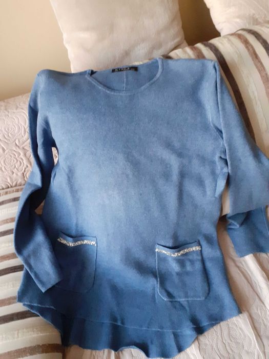 Sweter/ tunika, kolor szafirowy