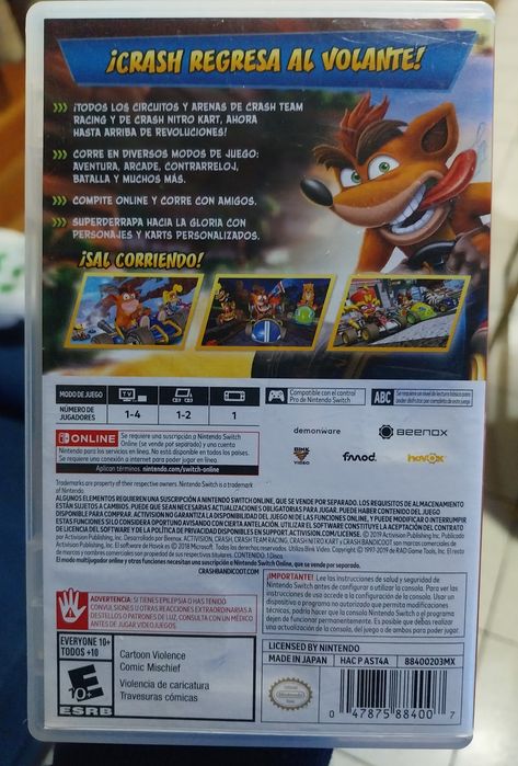Crash Team Racing CTR Nintendo Switch otimo estado