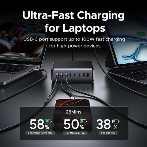 Зарядна станція Ugreen 200W GaN. Desktop fast charger 8-портів. X766