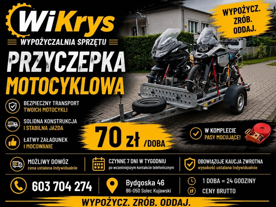 Przyczepka motocyklowa 1,2,3 moto- wynajem