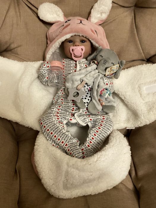 Кукла реборн 52 см, в меховом конверте