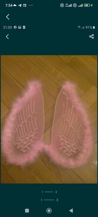 Крылья,парик для утренников,праздников.Парик розовый