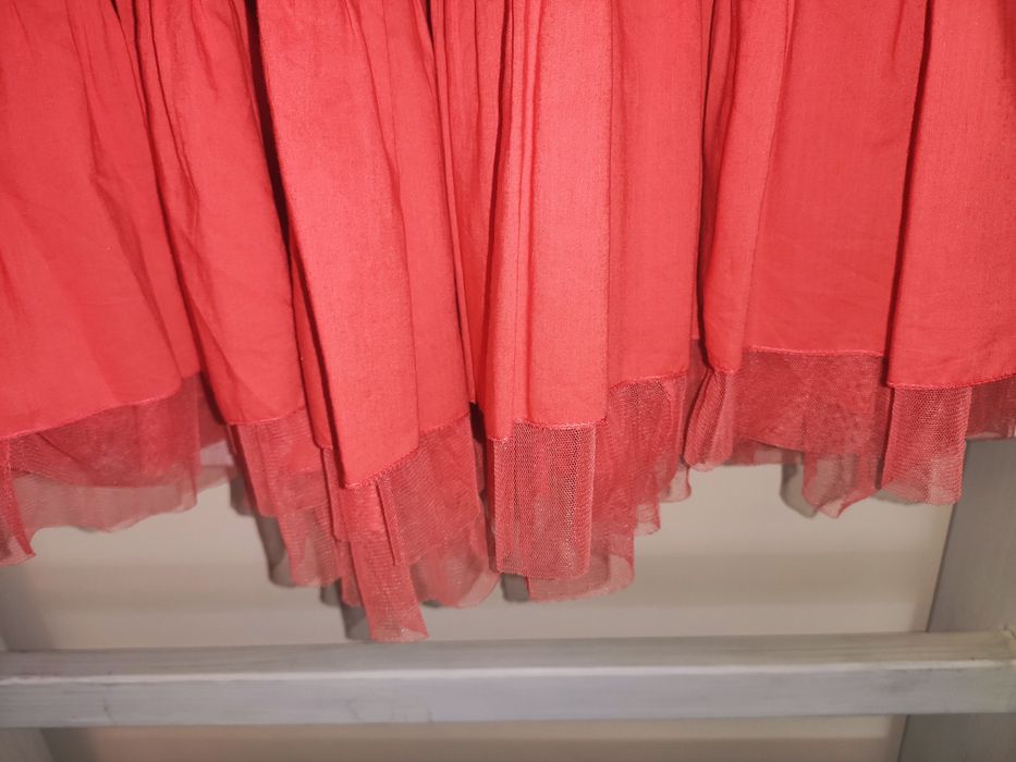 Saia comprida salmão com tule