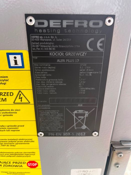 Piec Defro Alfa 17kW